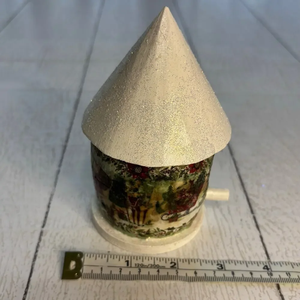 Hand-Decorated Christmas Birdhouse Set of 2 Santa Décor